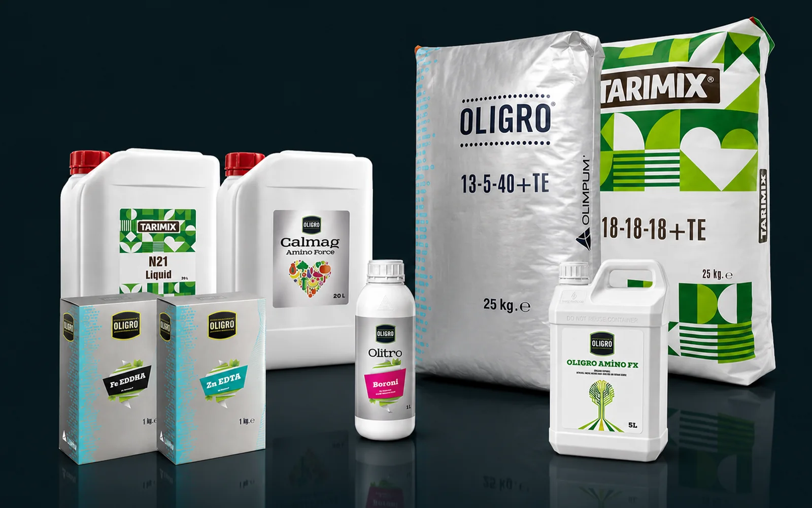 Olimpum ürün ailesi: Oligro ve Tarımix ambalajları